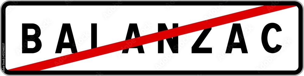 Panneau sortie ville agglomération Balanzac / Town exit sign Balanzac Panneau sortie ville agglomération Balanzac / Town exit sign Balanzac