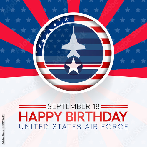 U.S. Air Force birthday is observed every year on September 18 all across United States of America. Vector illustration
