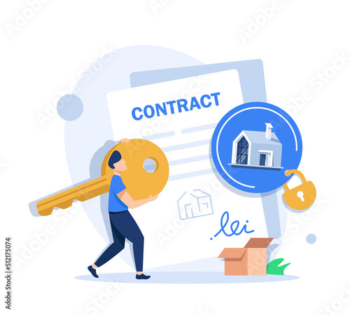 beautiful house with mortgage application form, loan form. agreement for a house in a real estate agent concept