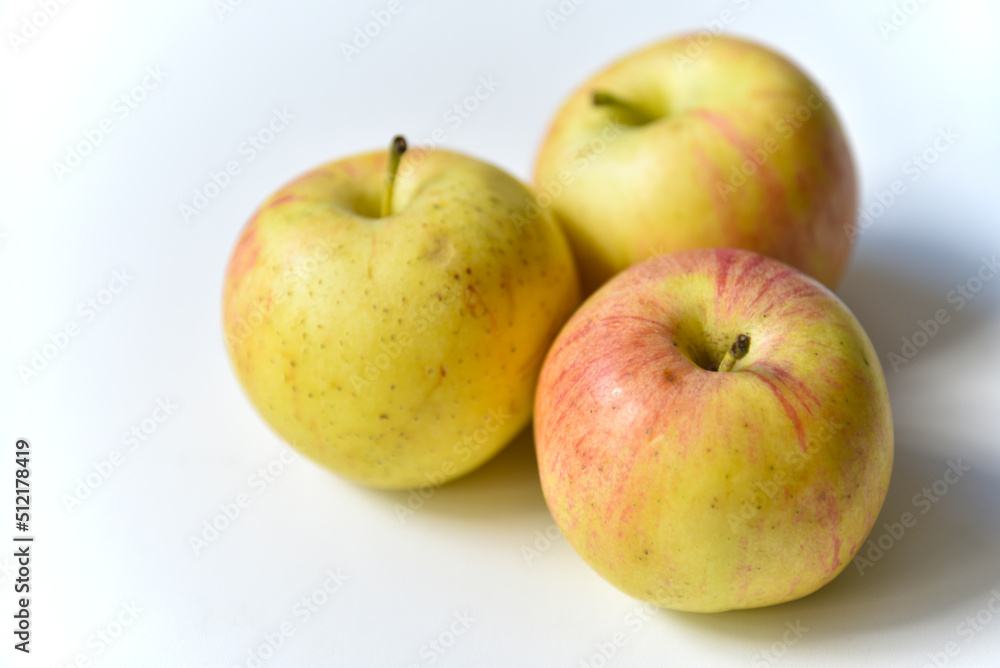 Yellow-red apples on a white background Yellow-red apples on a white background
