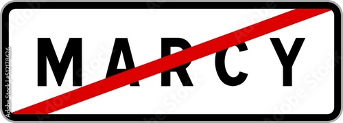 Konstfotografi Panneau sortie ville agglomération Marcy / Town exit sign Marcy