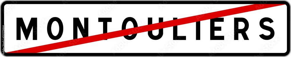 Panneau sortie ville agglomération Montouliers / Town exit sign Montouliers Panneau sortie ville agglomération Montouliers / Town exit sign Montouliers