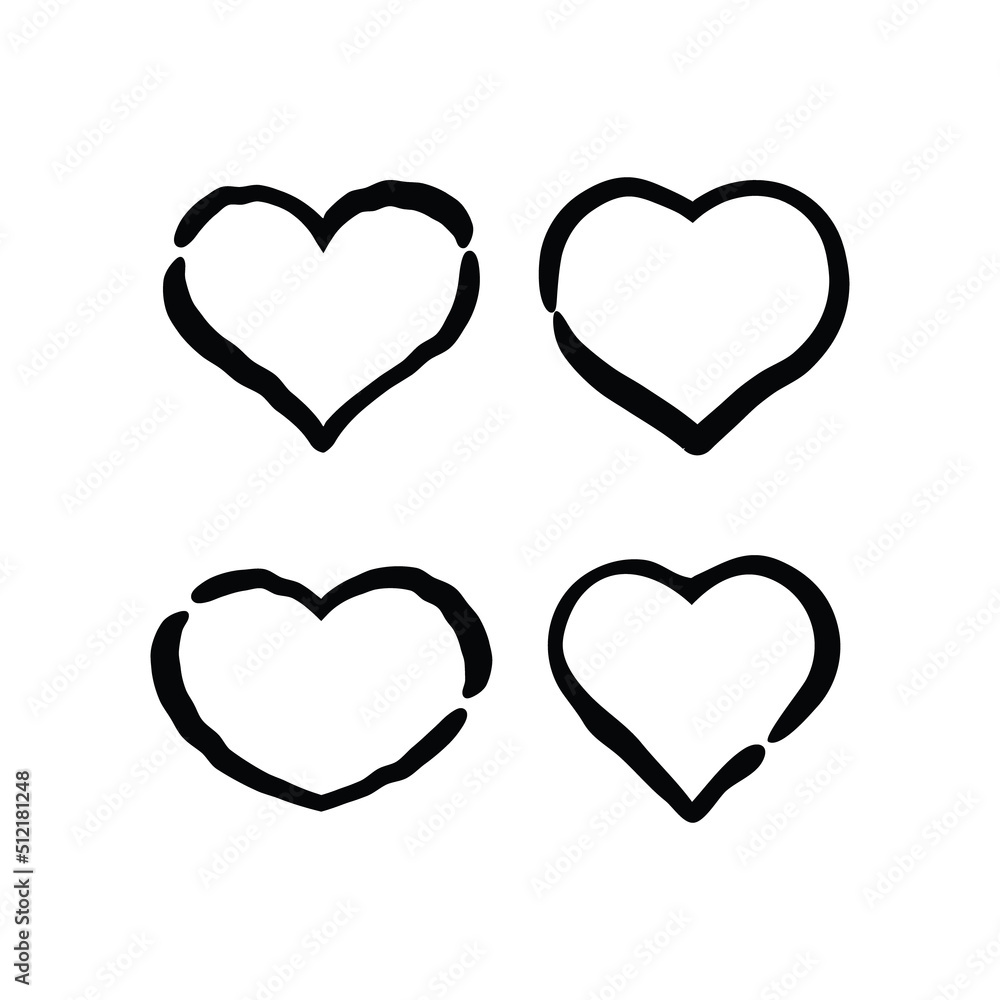 Heart doodles. Hand drawn hearts. Valentine's day love illustrations. Heart doodles. Hand drawn hearts. Valentine's day love illustrations.