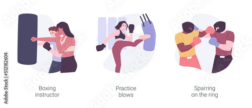 Boxing isolated cartoon vector illustrations set.