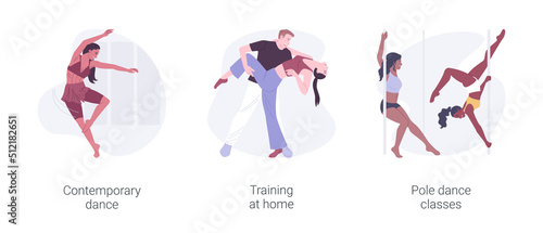 Dancing classes isolated cartoon vector illustrations set.
