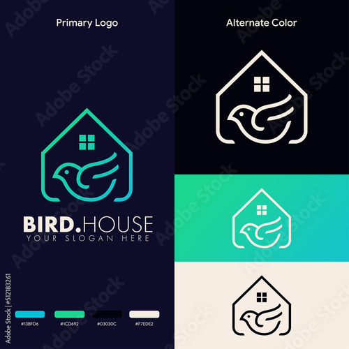 simple bird house logo design