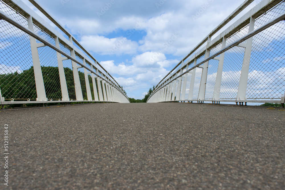 Bicycle bridge Munlaan in the municipality of Oss North Brabant. The bridge crosses road N329 also known as Weg van de Toekomst (Motorway of the Future).