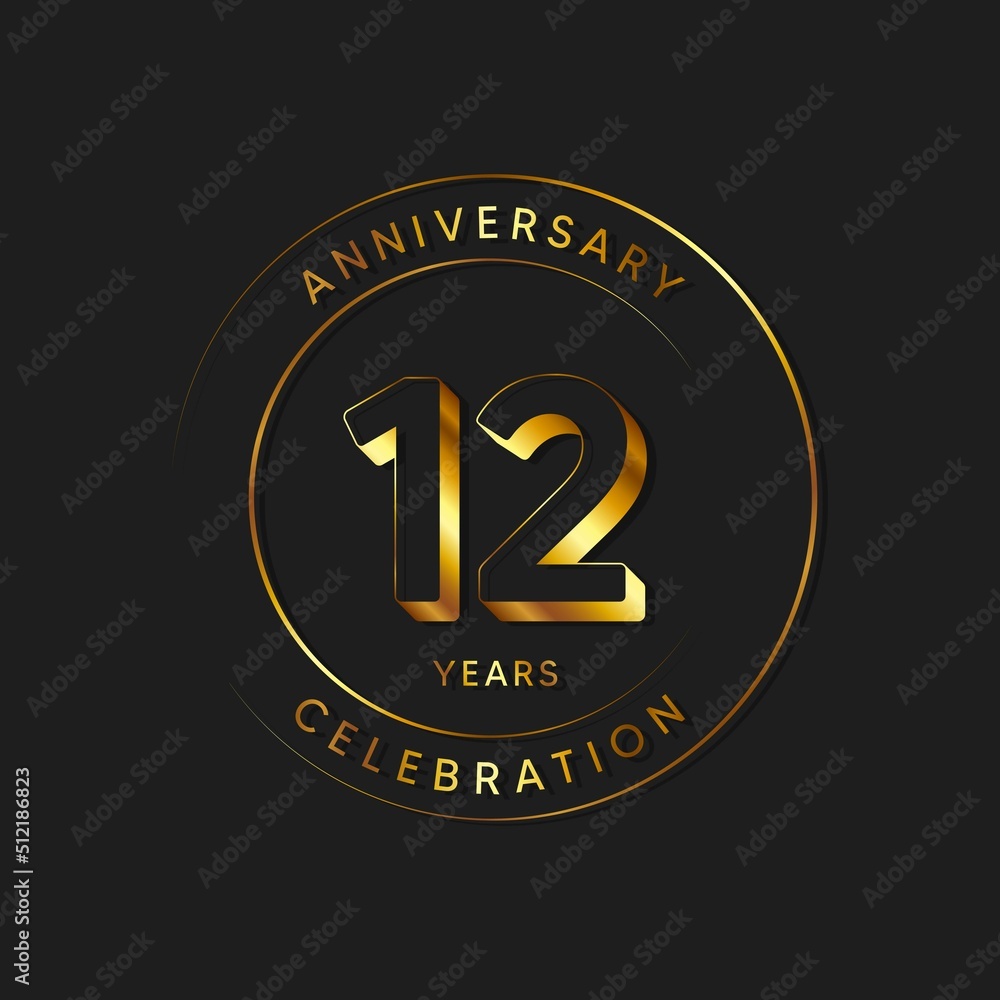12 Years Anniversary Celebration, Logo, Vector Design Illustration Template