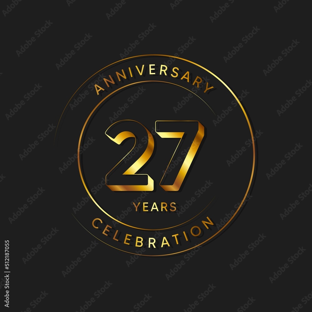 Fototapeta premium 27 Years Anniversary Celebration, Logo, Vector Design Illustration Template