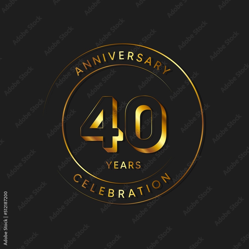 40 Years Anniversary Celebration, Logo, Vector Design Illustration Template