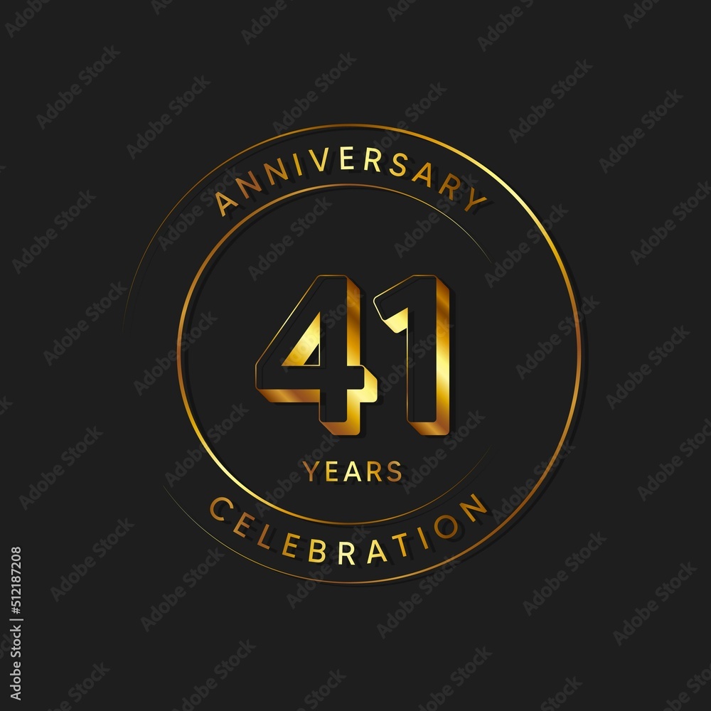 Fototapeta premium 41 Years Anniversary Celebration, Logo, Vector Design Illustration Template