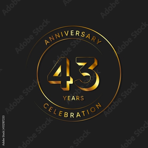 43 Years Anniversary Celebration, Logo, Vector Design Illustration Template