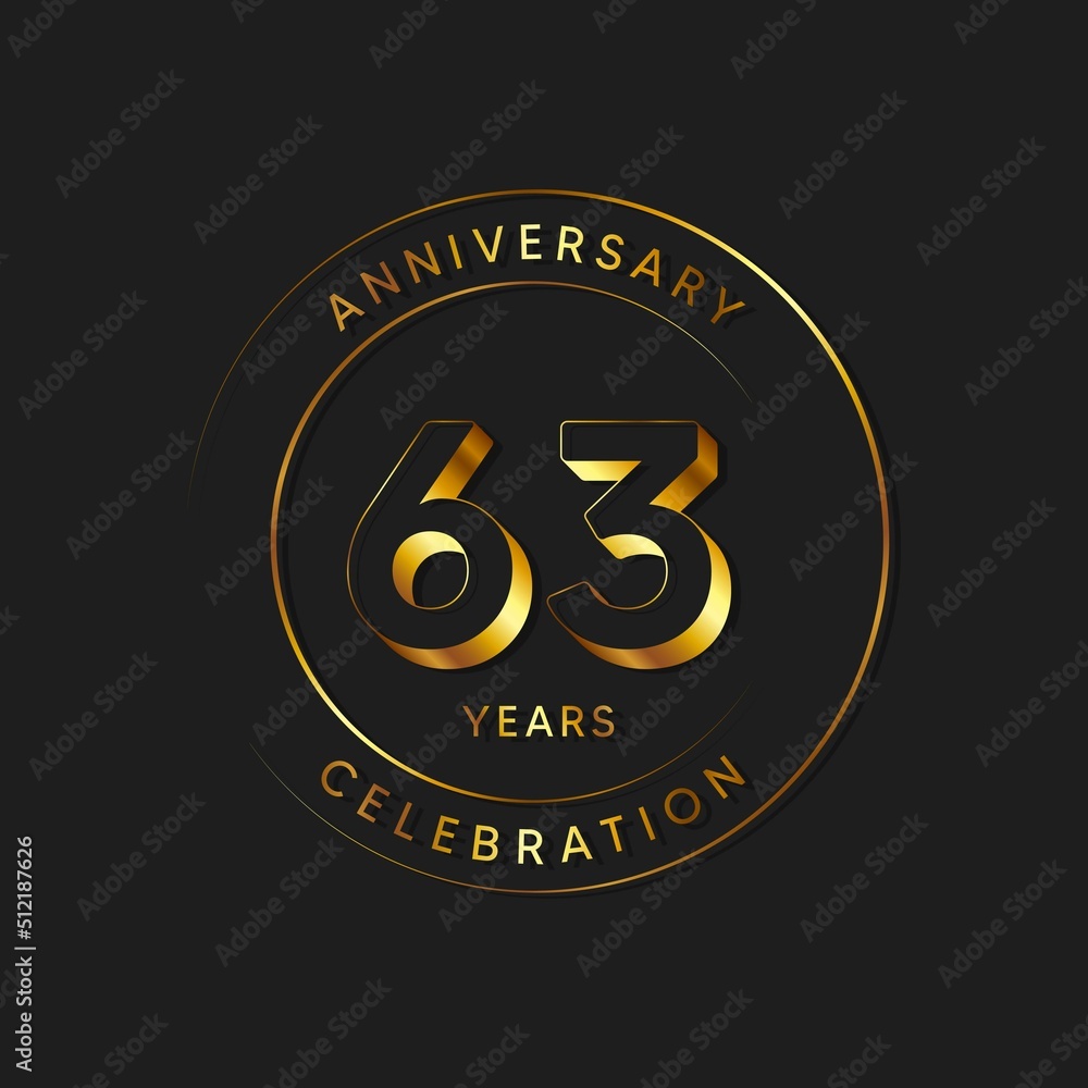 Fototapeta premium 63 Years Anniversary Celebration, Logo, Vector Design Illustration Template