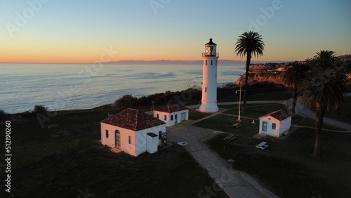 View of the Lighthouse in Palos Verdes over looking the Pacific Ocean in California 