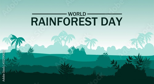 World rainforest day theme vector illustration. 