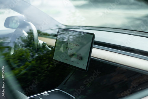 Photography Tesla car displays touchpad