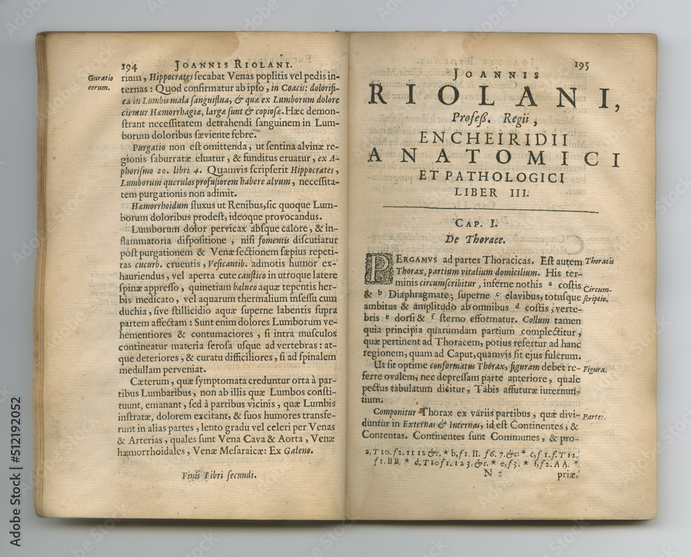 Obraz premium Weathered old pages. An old medical book with its pages on display.