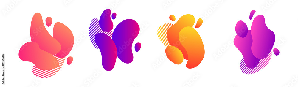 Abstract blotch shape. Liquid shape elements. Set of modern graphic elements. Fluid dynamical colored forms banner. Gradient abstract liquid shapes. Vector illustration. Abstract blotch shape. Liquid shape elements. Set of modern graphic elements. Fluid dynamical colored forms banner. Gradient abstract liquid shapes. Vector illustration.
