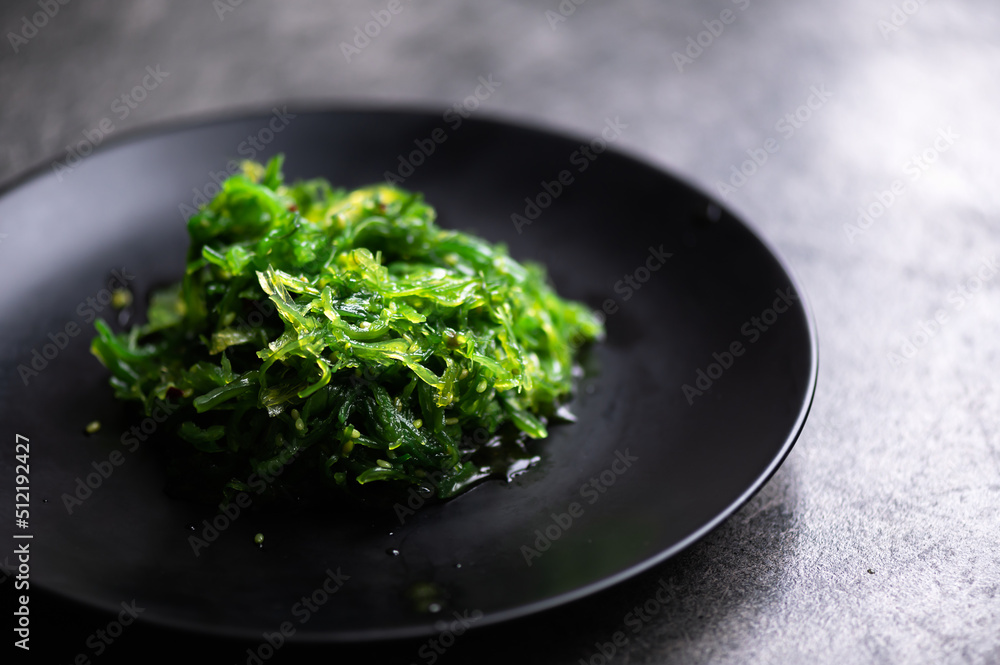 Seaweed Salad is Super Healthy and Nutritious Snack with sesame seeds, dietary supplement, superfood of the sea, Green Chuka or Algae Seaweed Salad is Super Healthy and Nutritious Snack with sesame seeds, dietary supplement, superfood of the sea, Green Chuka or Algae