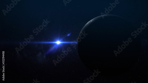 3D Rendering Moon and Dark Side with Epic Sun