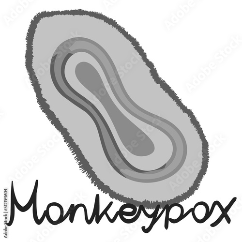 monkeypox under the microscope illustration.  stylization.  virus.  smallpox.