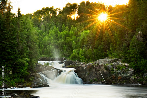 waterfall at sunset  photo