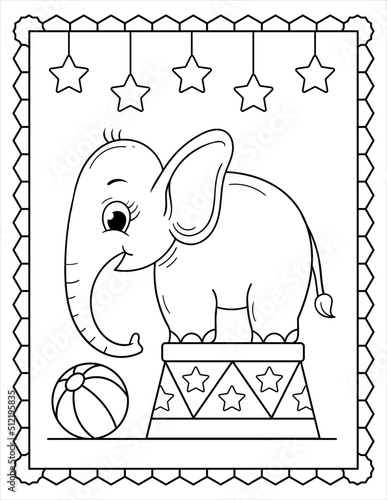 Baby Elephant cartoon funny coloring page for kids. coloring and activity pages for kids