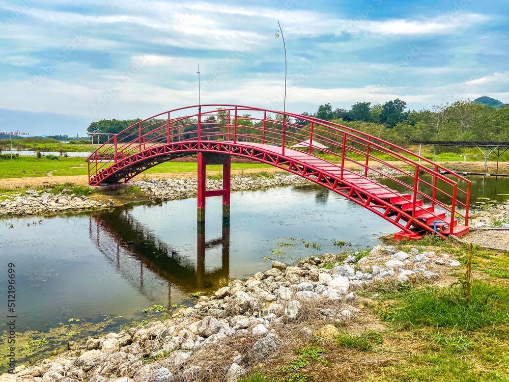 Fototapeta premium Huai Mai Tai Reservoir lake in in Changwat Phetchaburi, Thailand