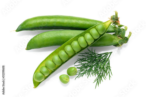 Wallpaper Mural green peas and dill in detail isolated on a white background, the concept of fresh vegetables and healthy food Torontodigital.ca