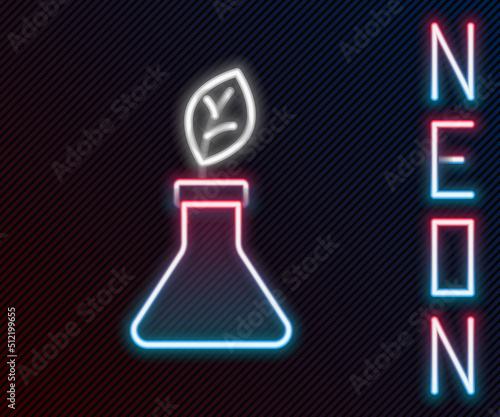 Glowing neon line Plant breeding icon isolated on black background. Plants growing in the test tubes. Organic food ,agriculture and hydroponic. Colorful outline concept. Vector