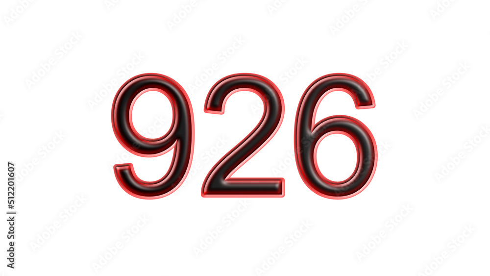 red 926 number 3d effect white background red 926 number 3d effect white background