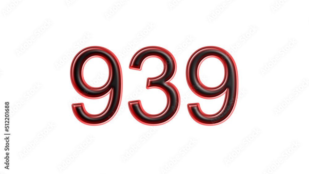 red 939 number 3d effect white background red 939 number 3d effect white background