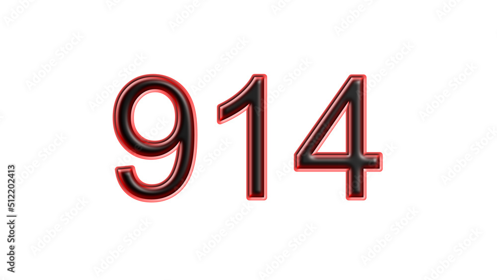 red 914 number 3d effect white background red 914 number 3d effect white background