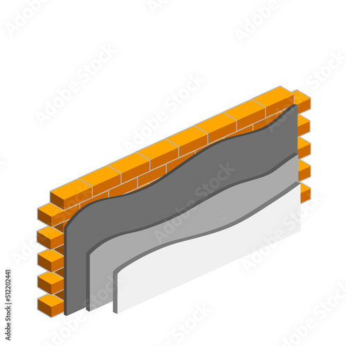Red brick wall of house. Element of building
