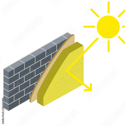 Grey brick wall in isometry with layers of plaster