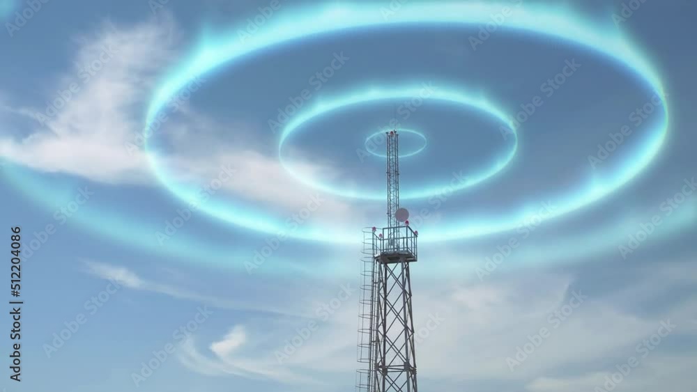 Stockvideo The radio signal from the cellular antenna travels in all