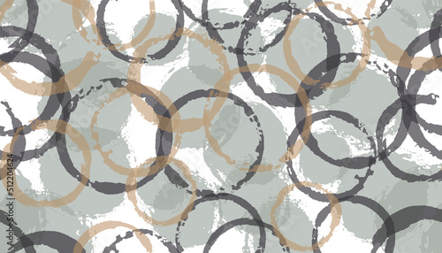 Faded painted circles geometry fabric print. Circular splotch overlapping elements vector seamless