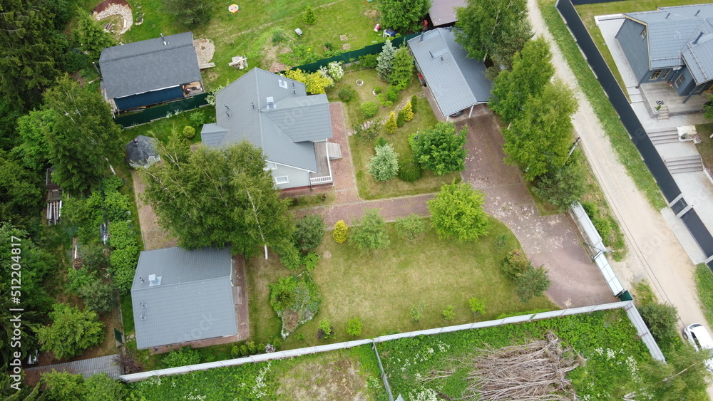 Aerial photography of country house from quadrocopter