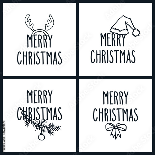 Merry Christmas greeting cards set
