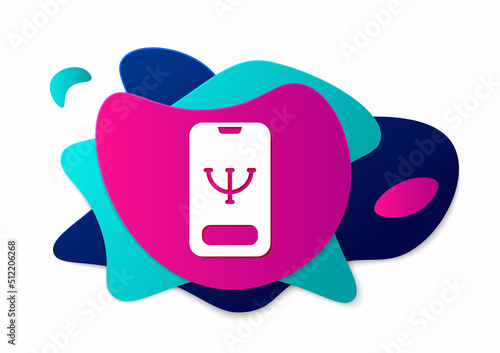 Color Online psychological counseling distance icon isolated on white background. Psychotherapy, psychological help, psychiatrist online consulting. Abstract banner with liquid shapes. Vector