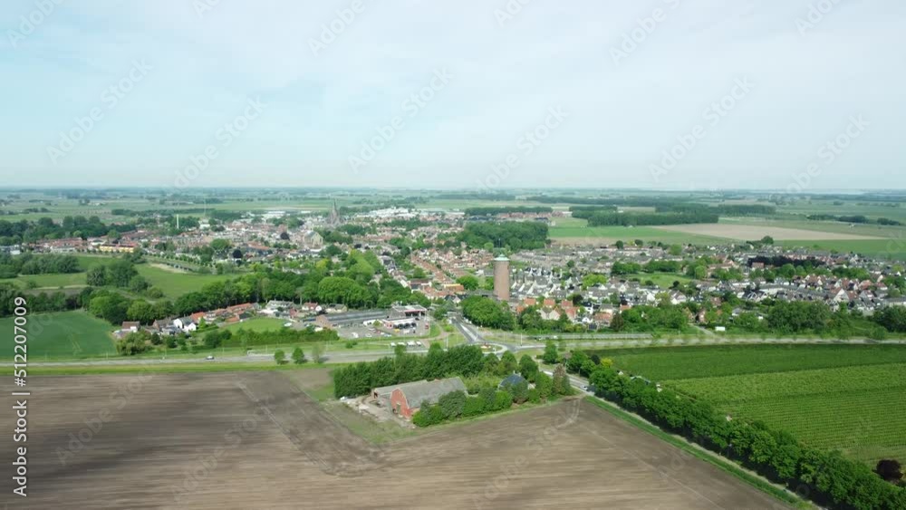 Aerial view of the city Steenbergen in the Netherlands Aerial view of the city Steenbergen in the Netherlands