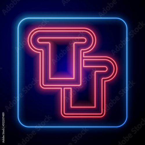 Glowing neon Bread toast for sandwich piece of roasted crouton icon isolated on black background. Lunch, dinner, breakfast snack. Vector