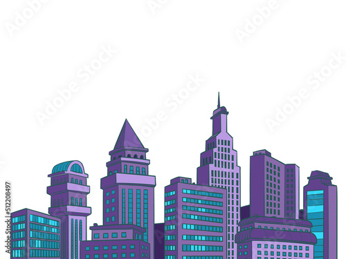 Modern city skyscrapers panorama of tall buildings, urban background