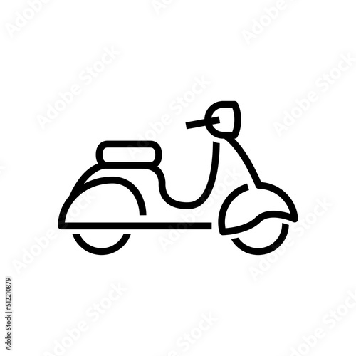 Icono silueta de scooter vintage. Logotipo de ciclomotor. Vector con líneas en color negro