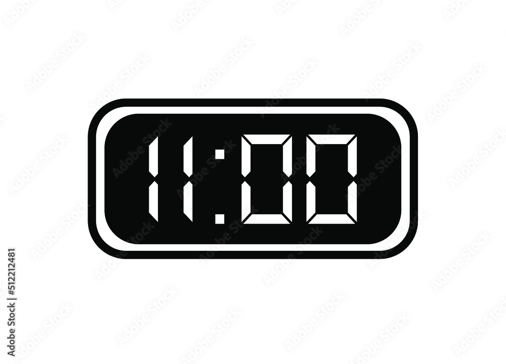 Timer 11 hours icon. 11 hours digital timer in background white. Timer 11 hours icon. 11 hours digital timer in background white.