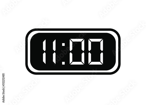 Timer 11 hours icon. 11 hours digital timer in background white.
