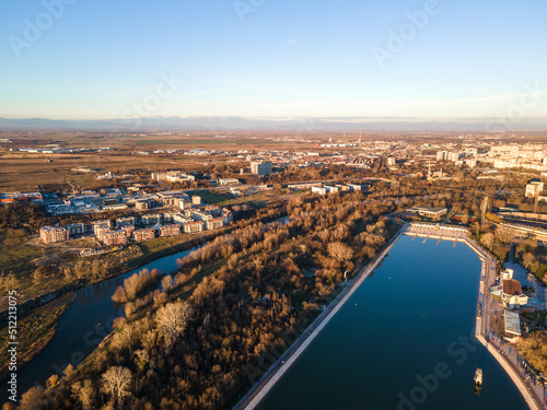 Aerial view of Rowing Venue in city of Plovdiv, Bulgaria