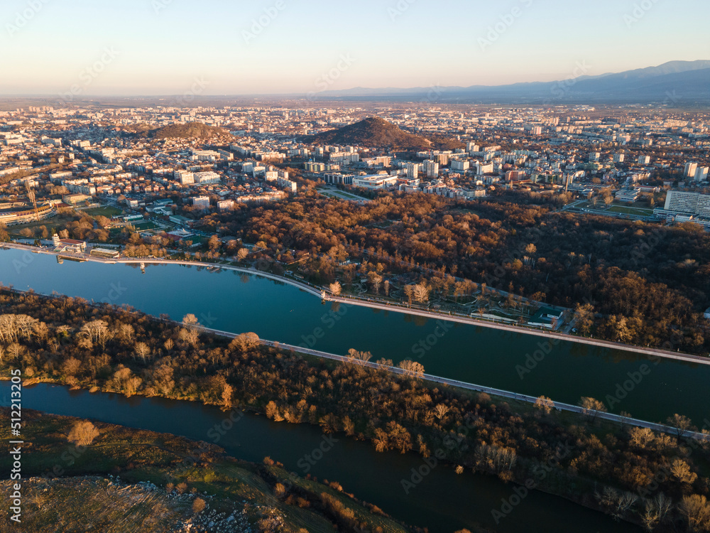 Fototapeta premium Aerial view of Rowing Venue in city of Plovdiv, Bulgaria