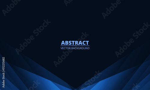 Dark blue modern abstract background with abstract wings and geometric objects. Vector illustration