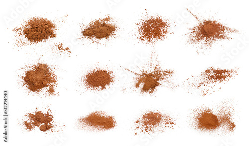 Tableau sur toile Set with aromatic cinnamon powder on white background